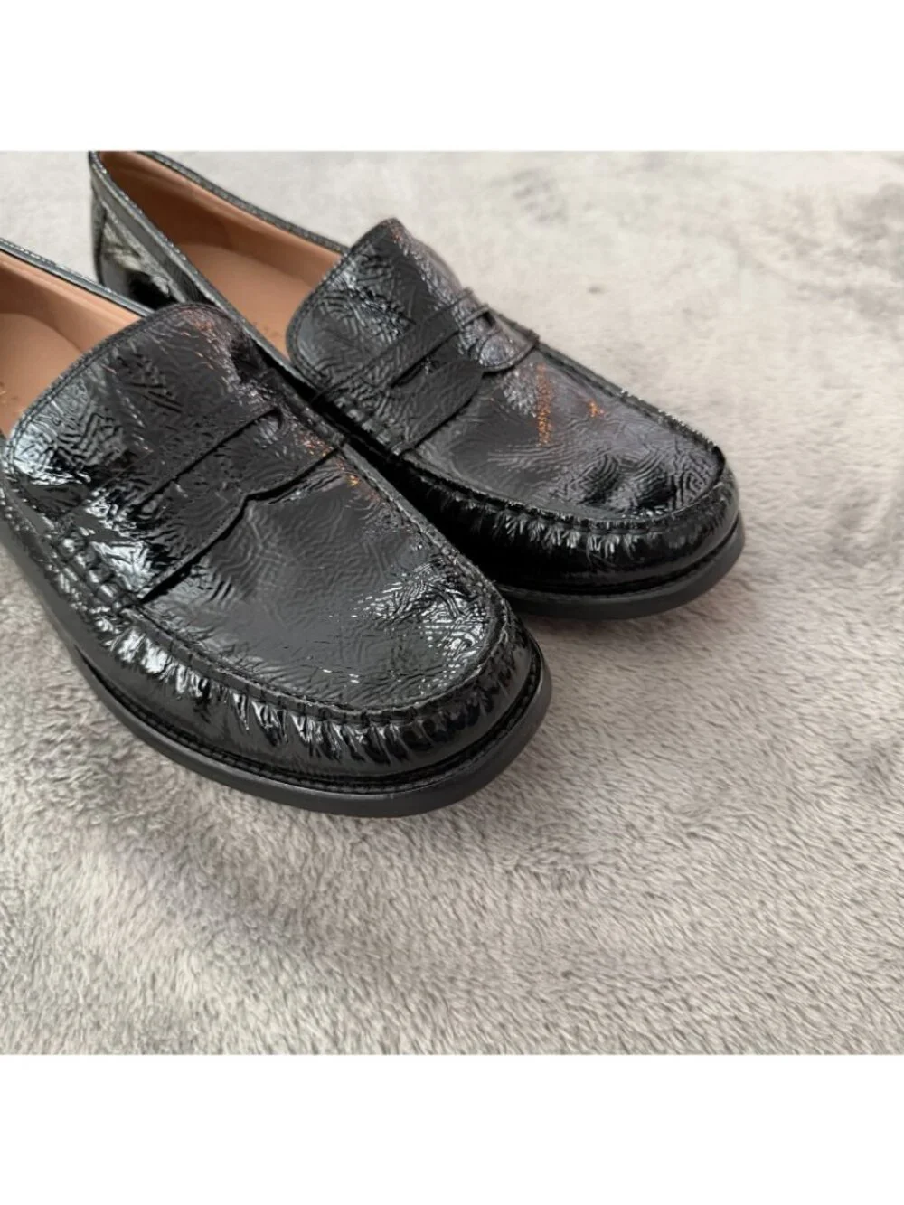 Cole Haan Womens Grand 360 Shiny Patent Leather Penny Loafers Shoes Womens 8